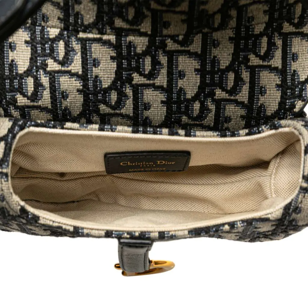 Dior Mini Oblique Canvas Saddle Bag Blue Canvas Very good - Model View