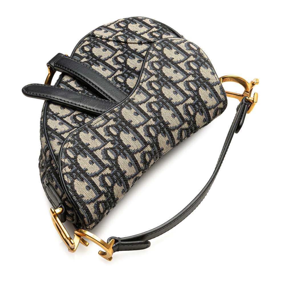 Dior Mini Oblique Canvas Saddle Bag - Image 12