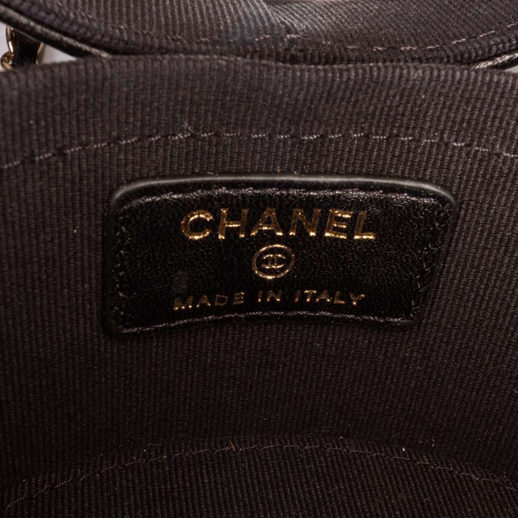 Chanel Mini Quilted Lambskin Round Vanity Case with Chain - Side view