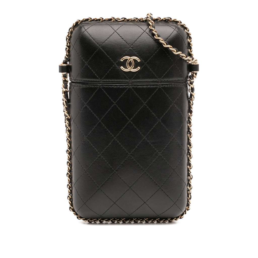 Chanel CC Quilted Lambskin Chain Around Phone Holder