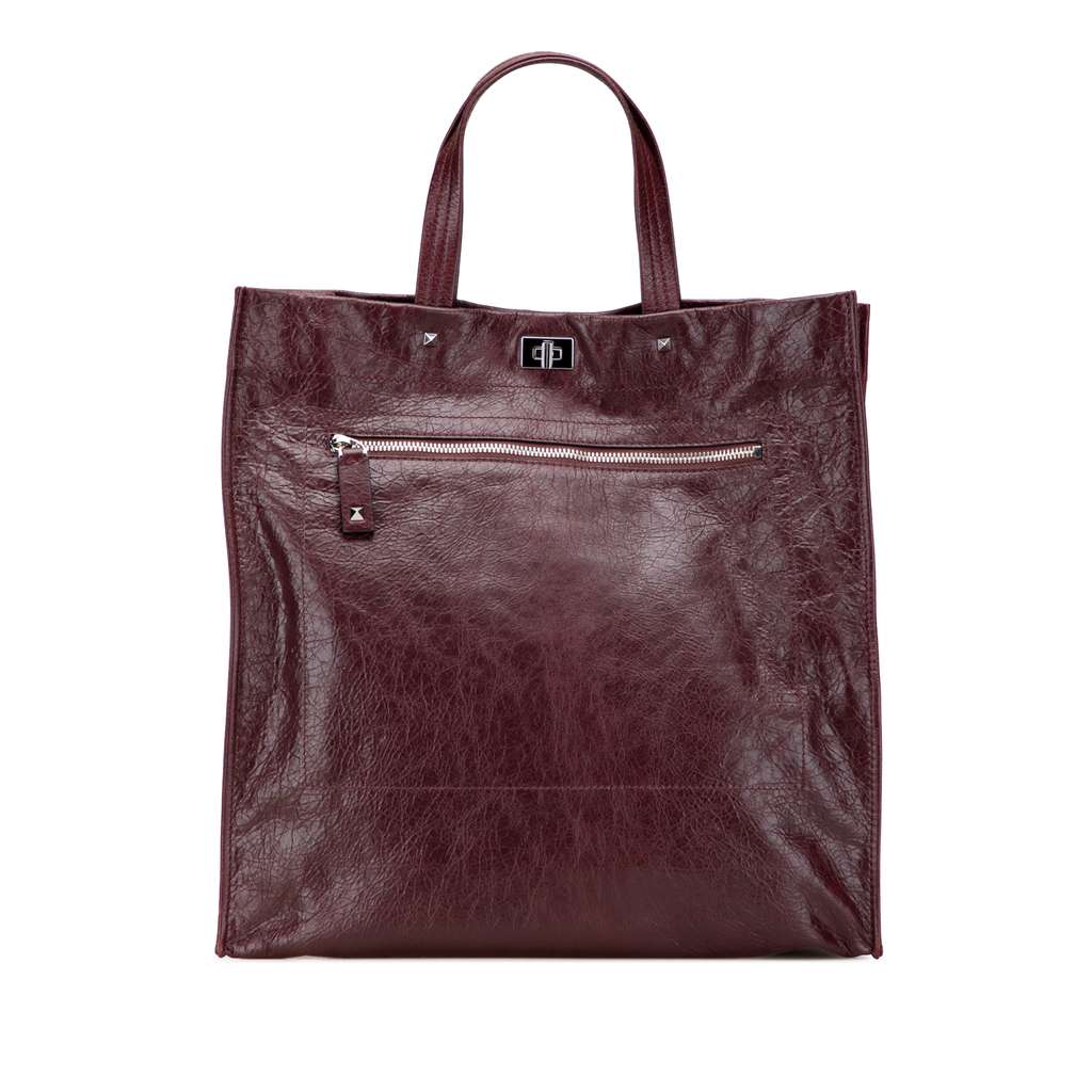 Valentino Leather Rockstud Turnlock Tote