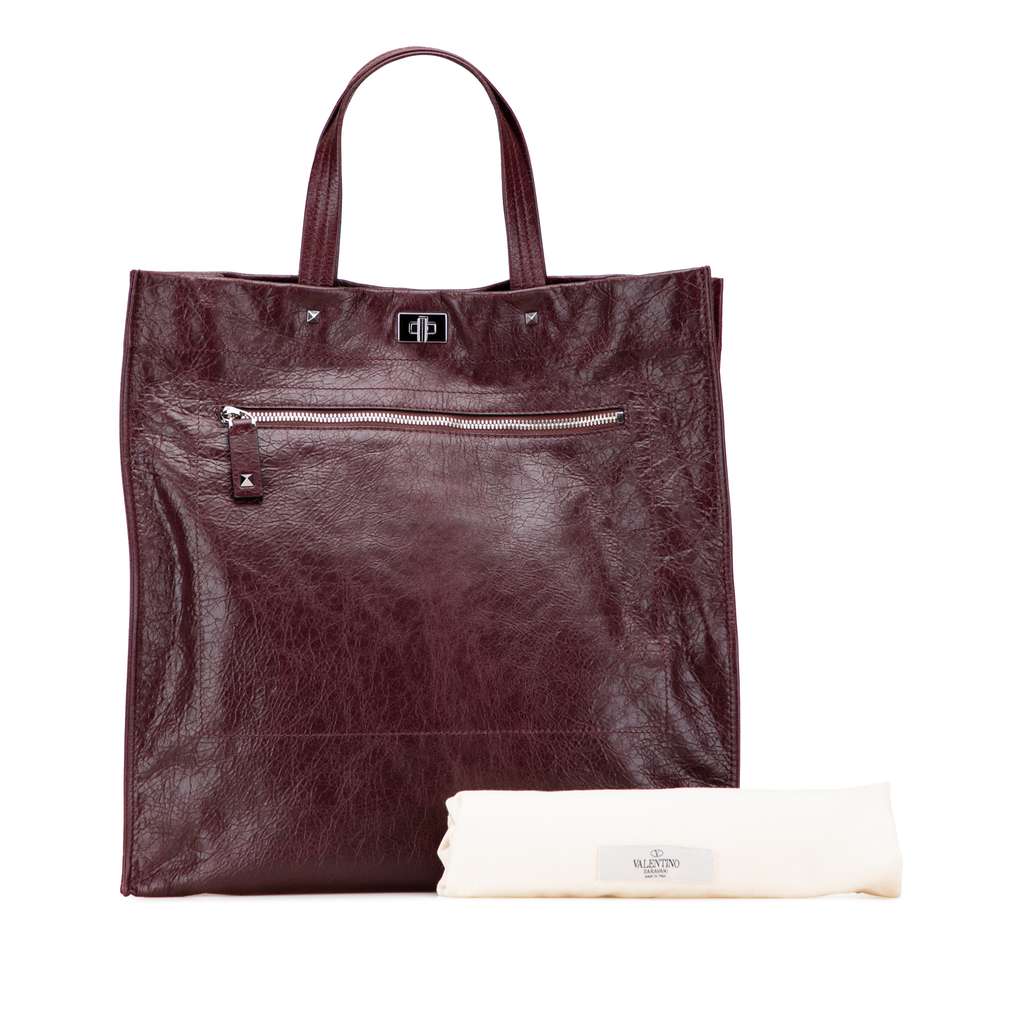 Valentino Leather Rockstud Turnlock Tote - Image 14