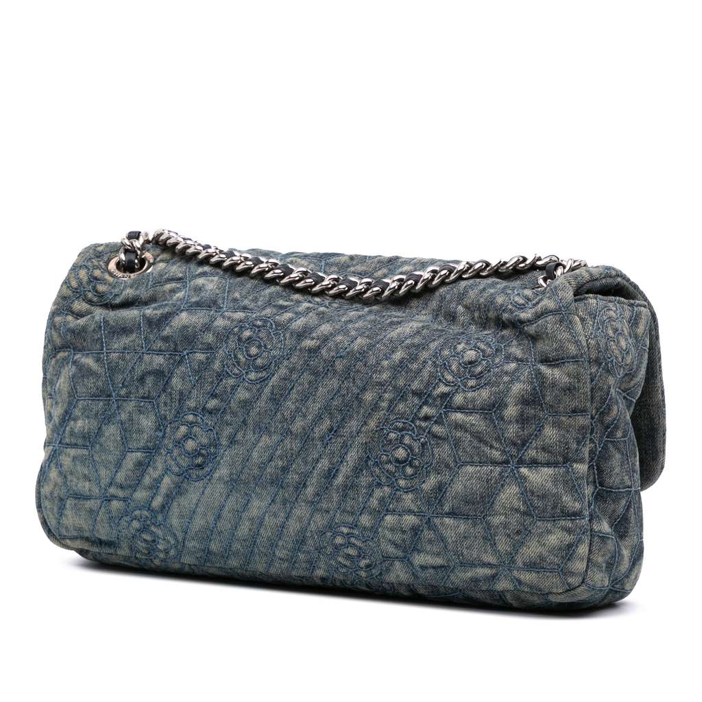 Chanel Large Embroidered Denim Camellia Flap - 2
