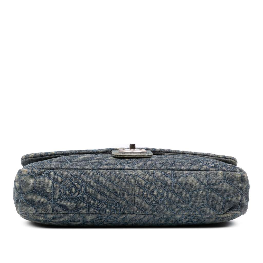 Chanel Large Embroidered Denim Camellia Flap - 3