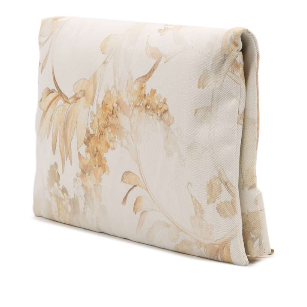 Chanel XL Printed Canvas and Striped Lambskin Foldover Clutch - Back view