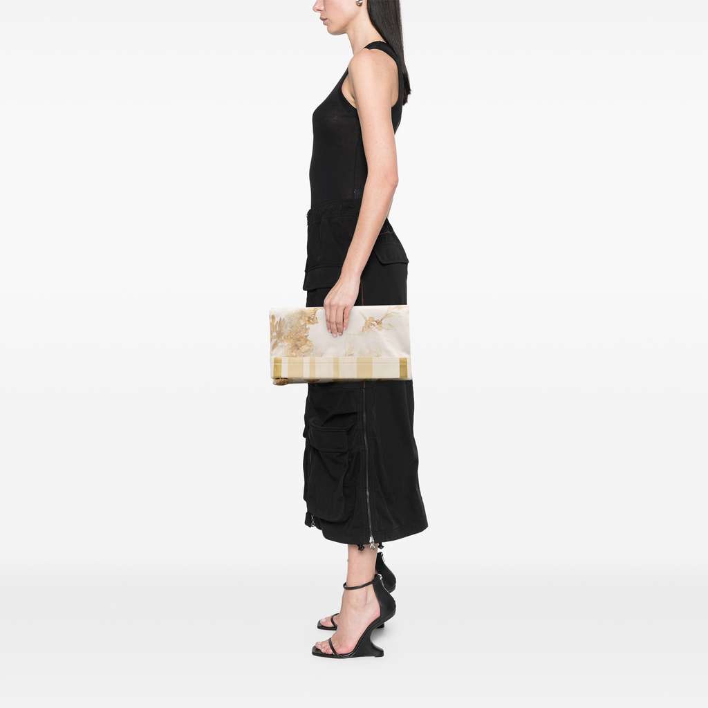 Chanel XL Printed Canvas and Striped Lambskin Foldover Clutch - Image 14