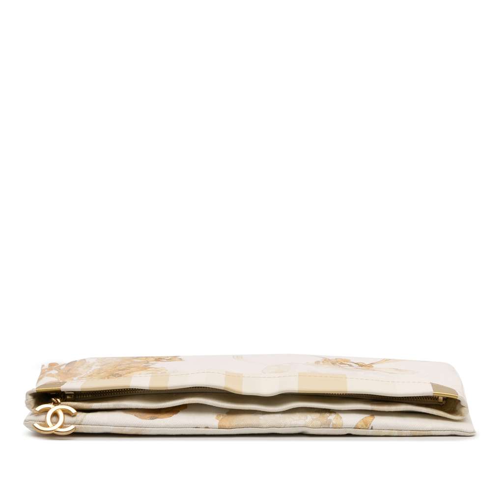 Chanel XL Printed Canvas and Striped Lambskin Foldover Clutch - Image 6