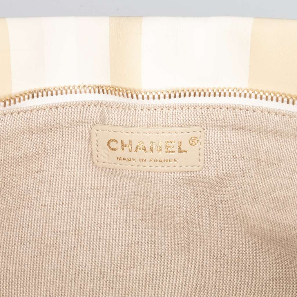 Chanel XL Printed Canvas and Striped Lambskin Foldover Clutch - Side view