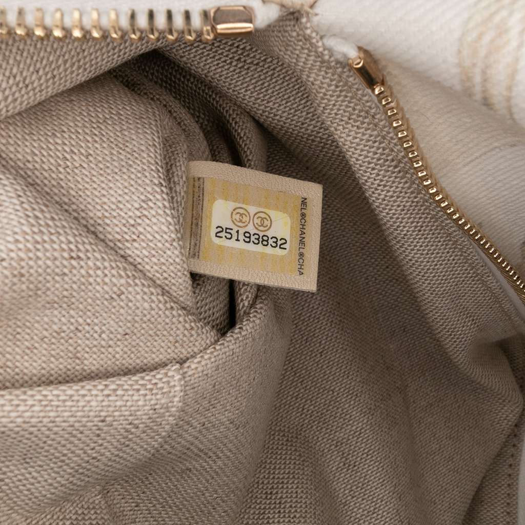 Chanel XL Printed Canvas and Striped Lambskin Foldover Clutch - Detail 2