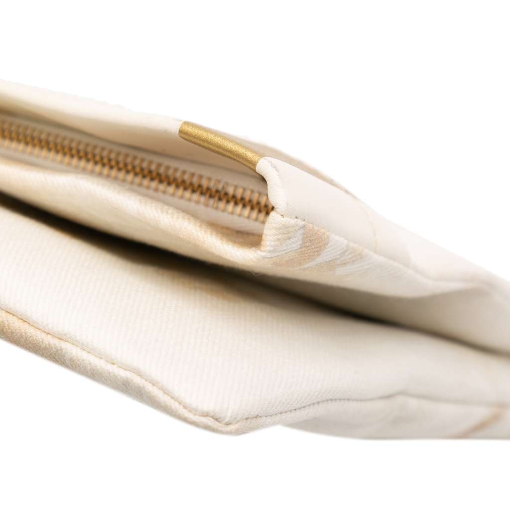 Chanel XL Printed Canvas and Striped Lambskin Foldover Clutch - Image 12