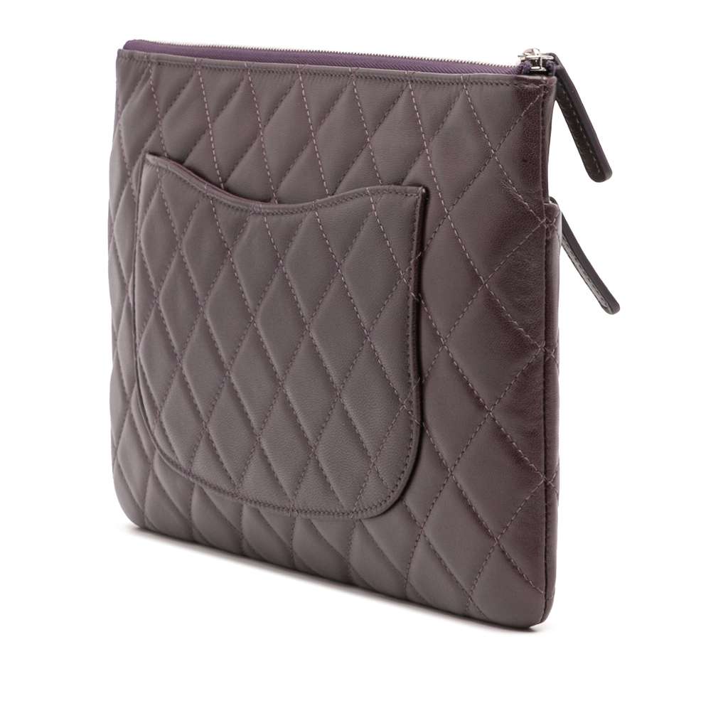 Chanel CC Quilted Lambskin Double Zip Clutch - Back view