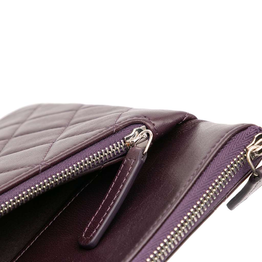 Chanel CC Quilted Lambskin Double Zip Clutch - Image 11