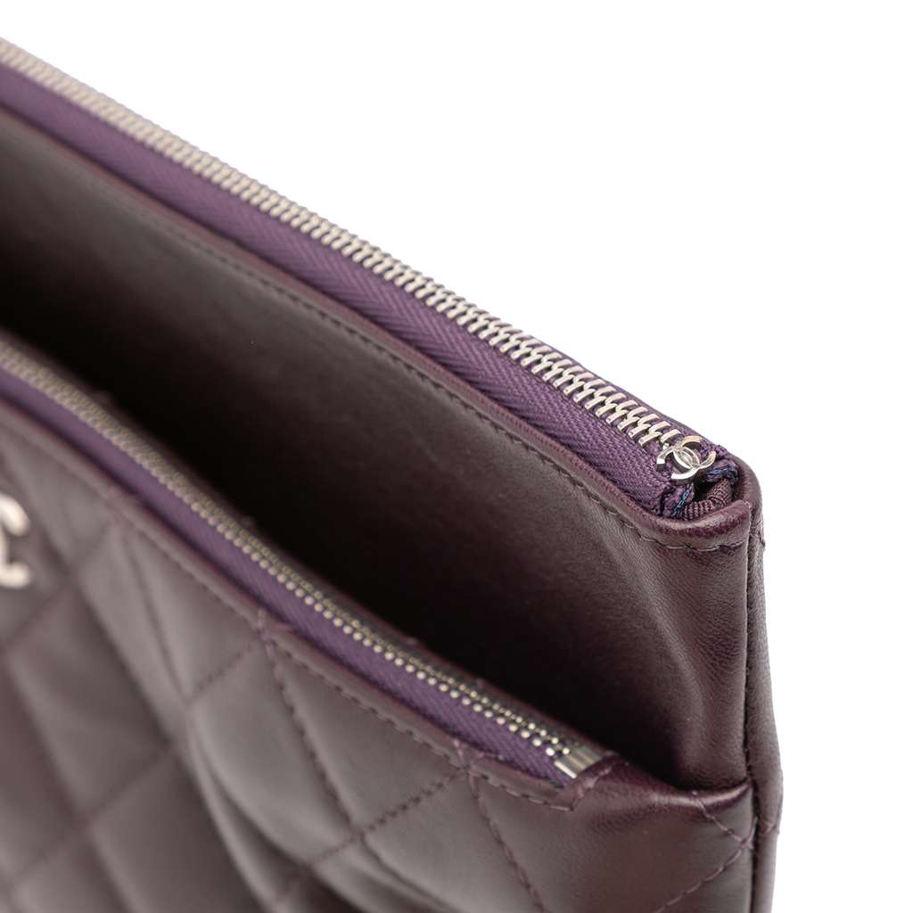 Chanel CC Quilted Lambskin Double Zip Clutch - Image 12