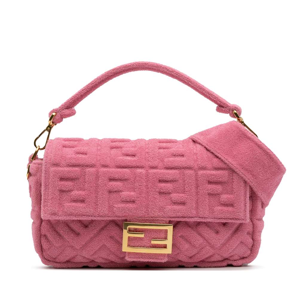 Fendi Zucca Embossed Terry Cloth Baguette Satchel