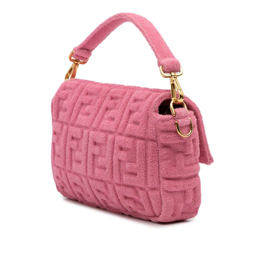 Fendi Zucca Embossed Terry Cloth Baguette Satchel - Back view
