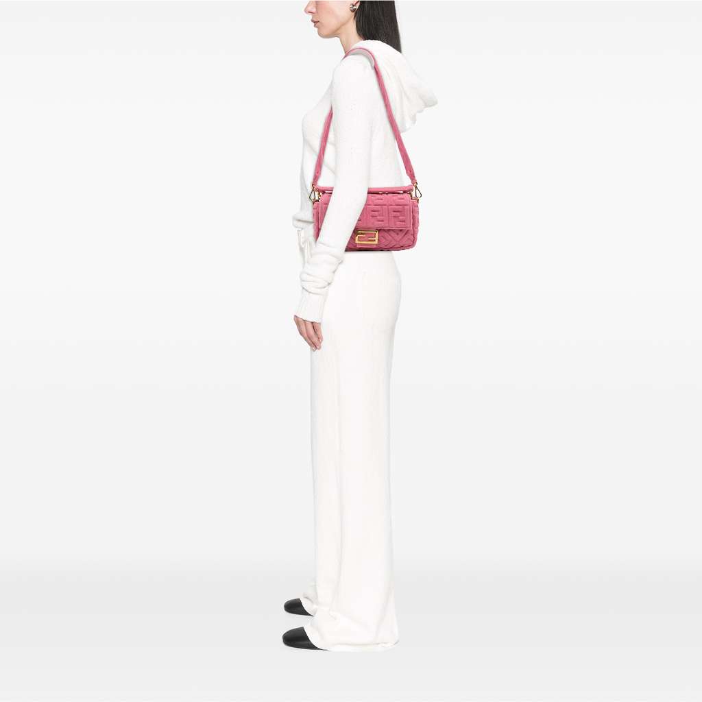 Fendi Zucca Embossed Terry Cloth Baguette Satchel - Image 13