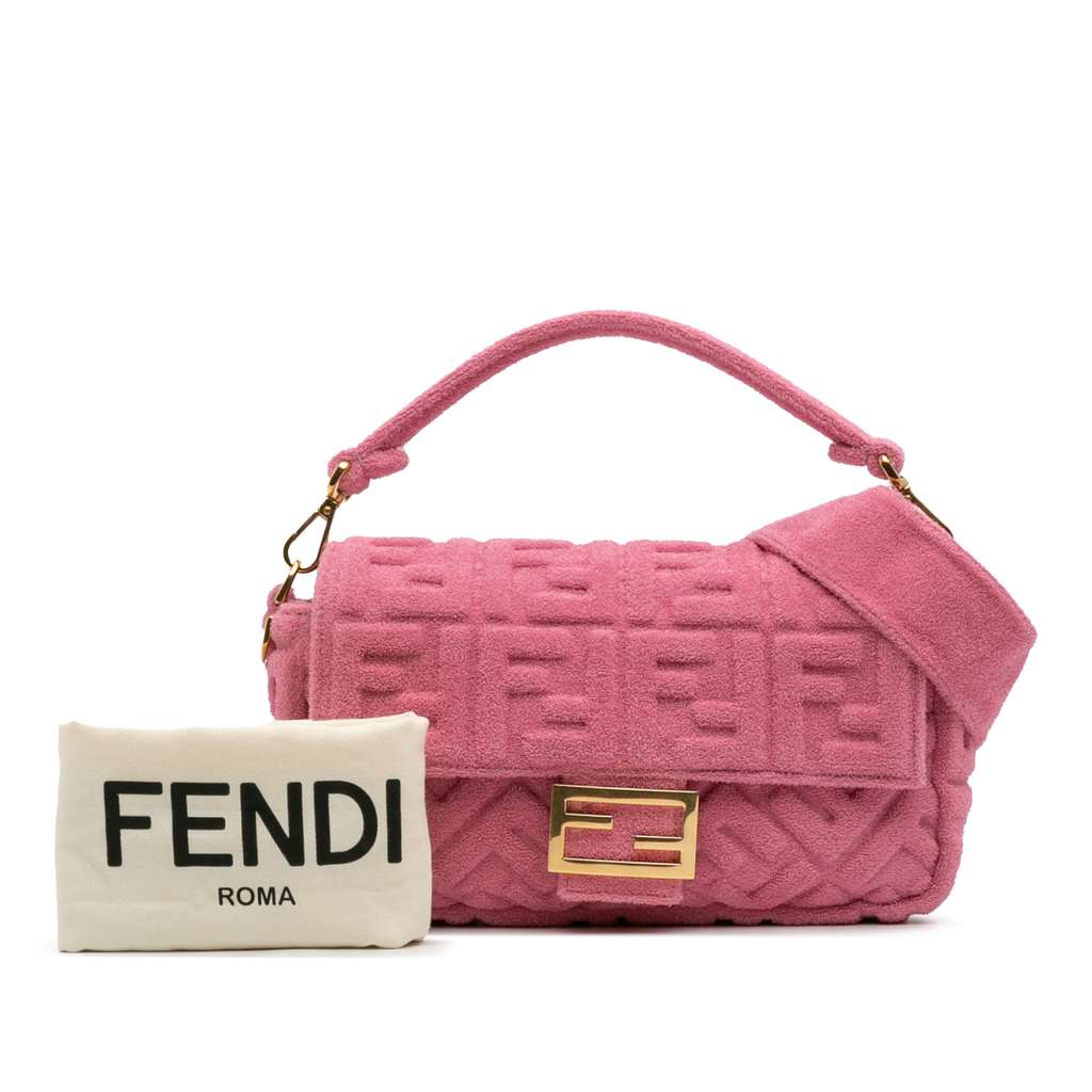 Fendi Zucca Embossed Terry Cloth Baguette Satchel - Image 14