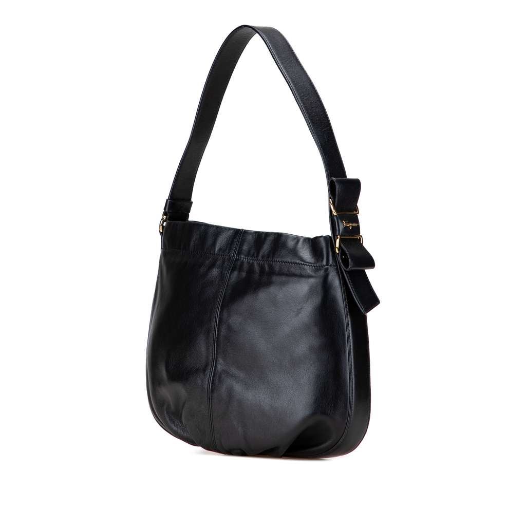Salvatore Ferragamo Leather Vara Shoulder Bag - Back view