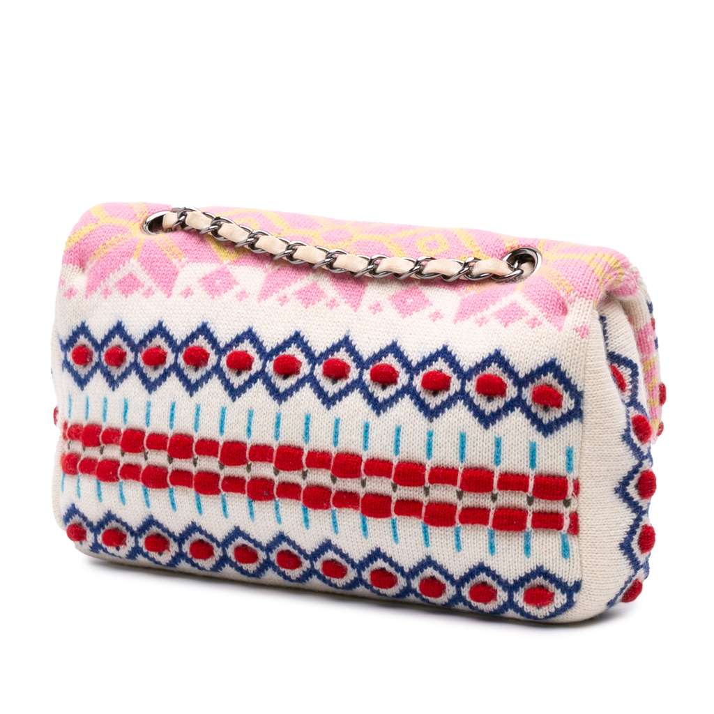 Chanel Medium Classic Multicolor Cashmere Knit Single Flap - 2