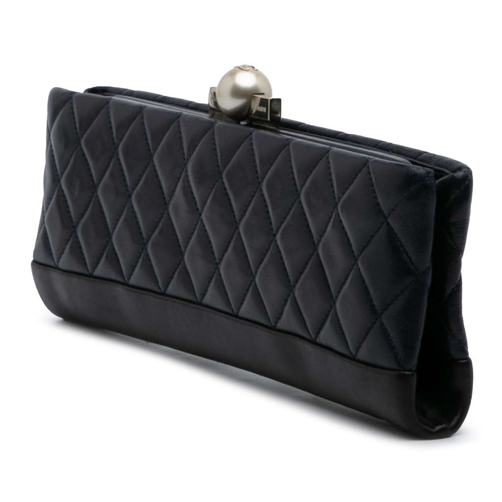 Chanel CC Quilted Lambskin Pearl Clutch - Back view