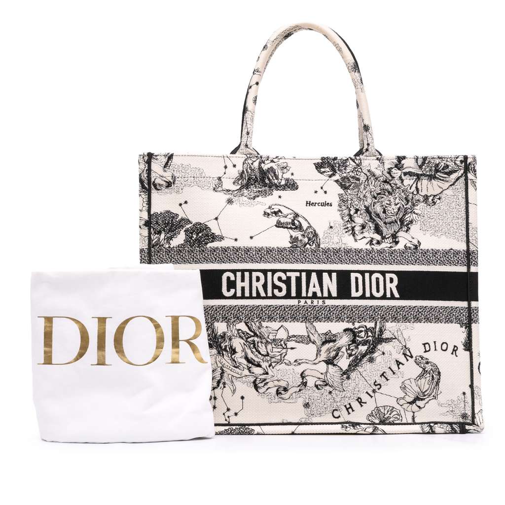Dior Large Canvas Embroidered Zodiac Toile De Jouy Book Tote - Image 13