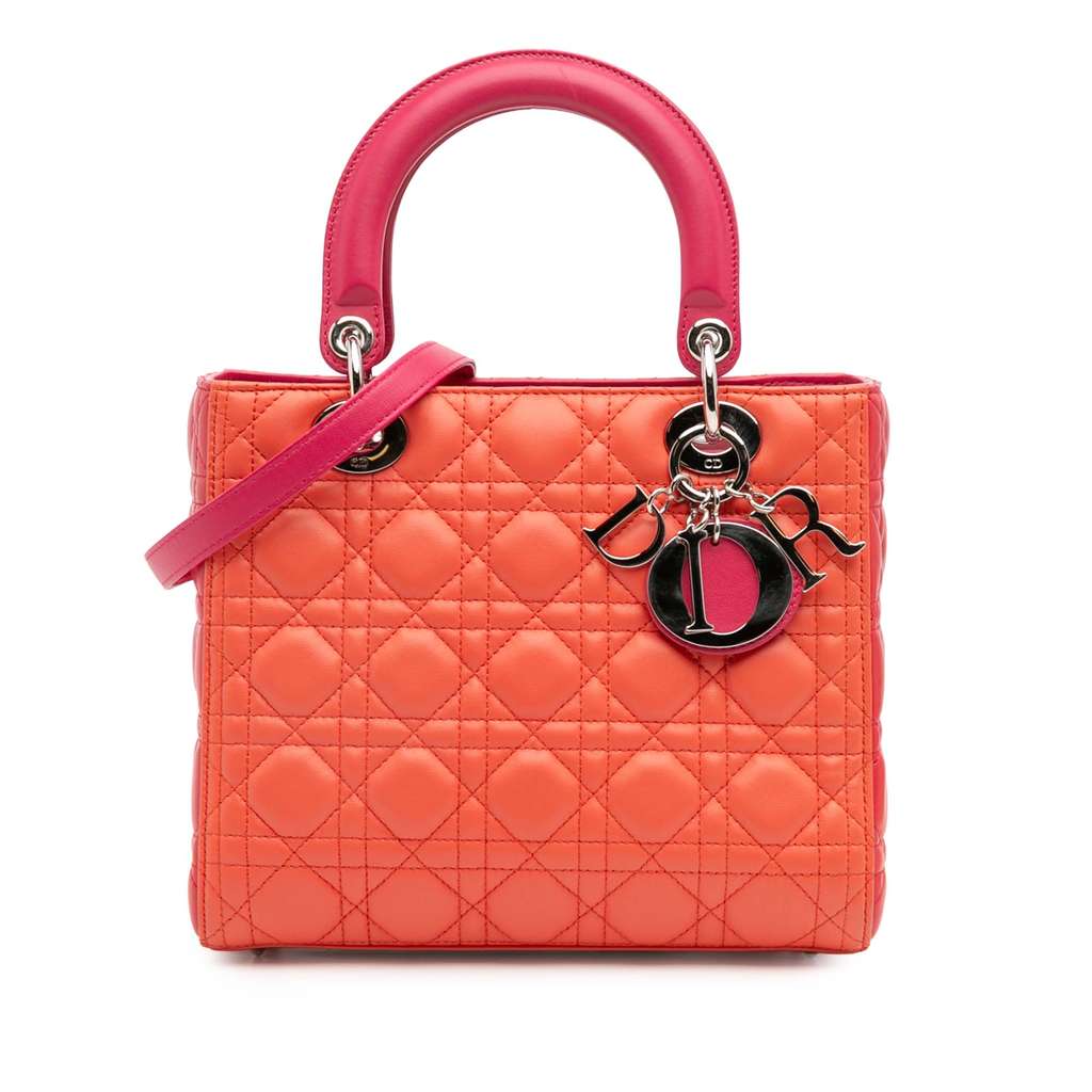 Dior Medium Bicolor Lambskin Cannage Lady Dior