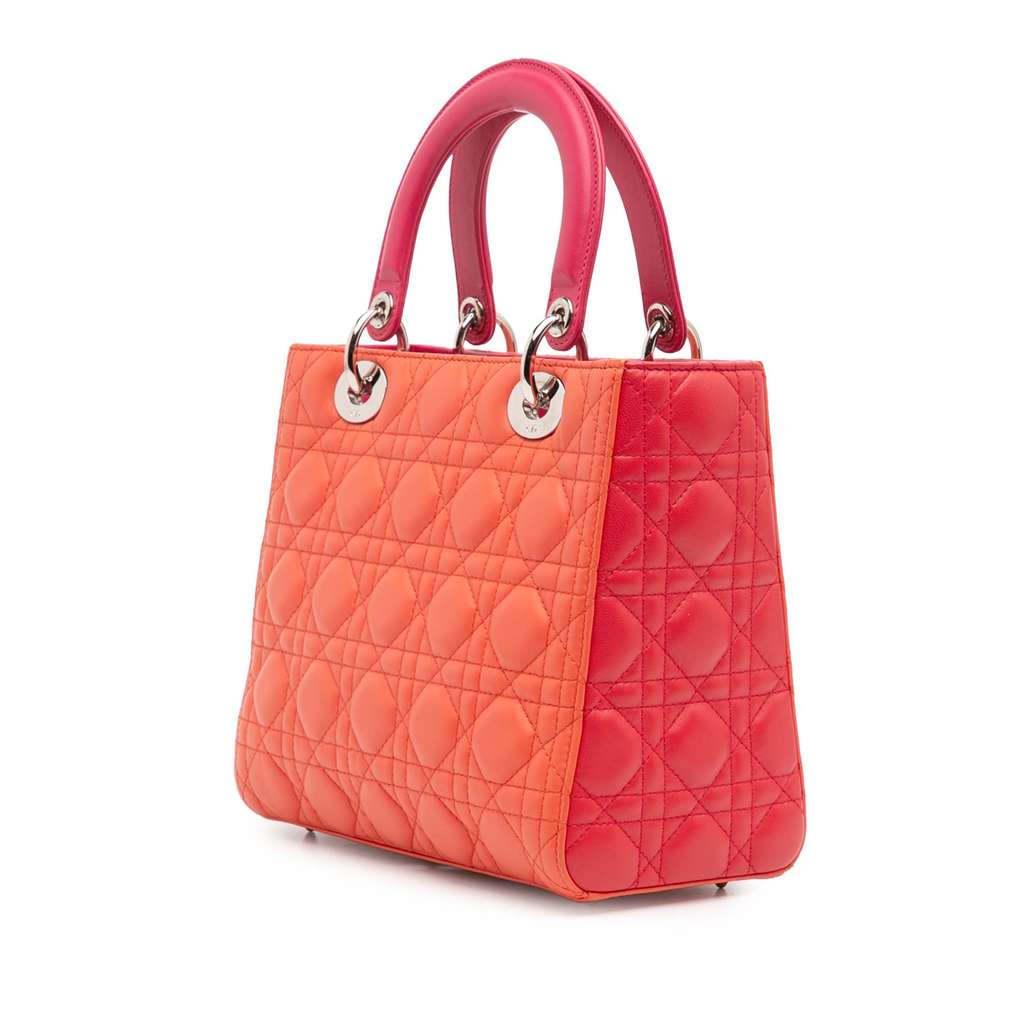Dior Medium Bicolor Lambskin Cannage Lady Dior - Back view