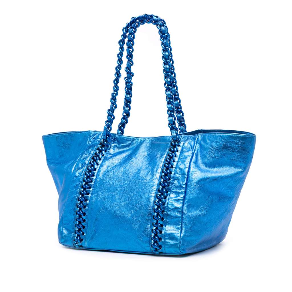 Chanel Medium Cracked Metallic Calfskin Modern Chain Tote - Back view