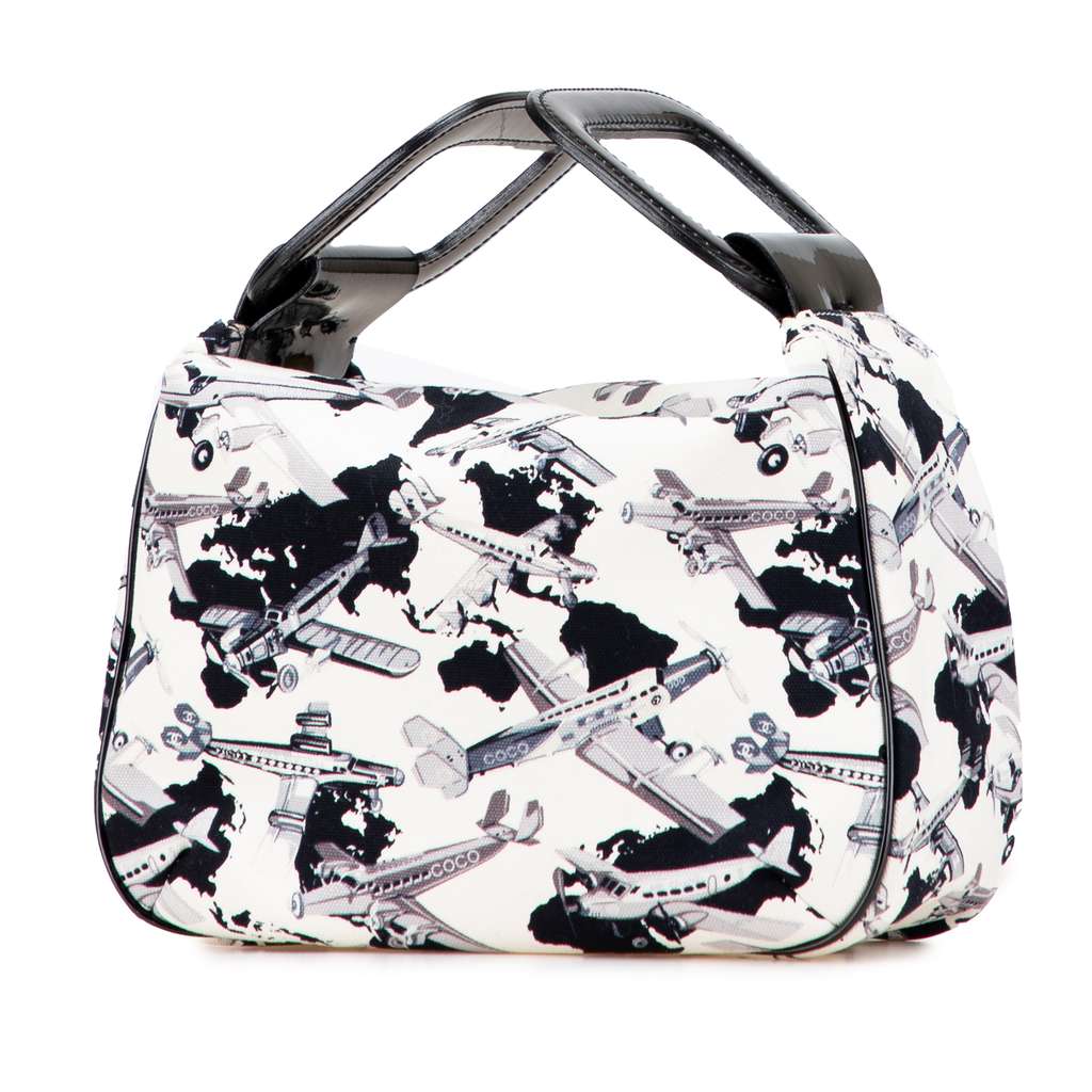 Chanel Printed Canvas Coco Airline Handbag - Back view