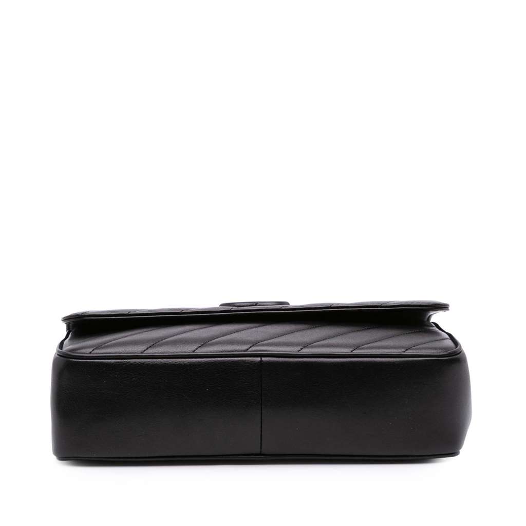 Chanel Diagonal Quilted Lambskin CC Signature Flap - Image 6