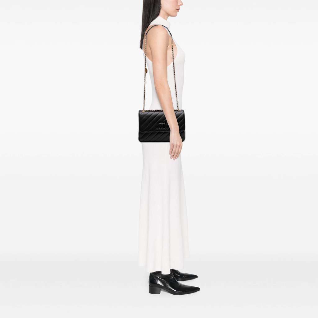 Chanel Diagonal Quilted Lambskin CC Signature Flap - Image 12