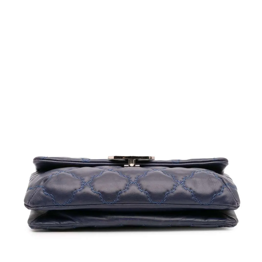 Chanel Mini Double Stitch Hamptons Flap Blue Leather Very good - Inside View
