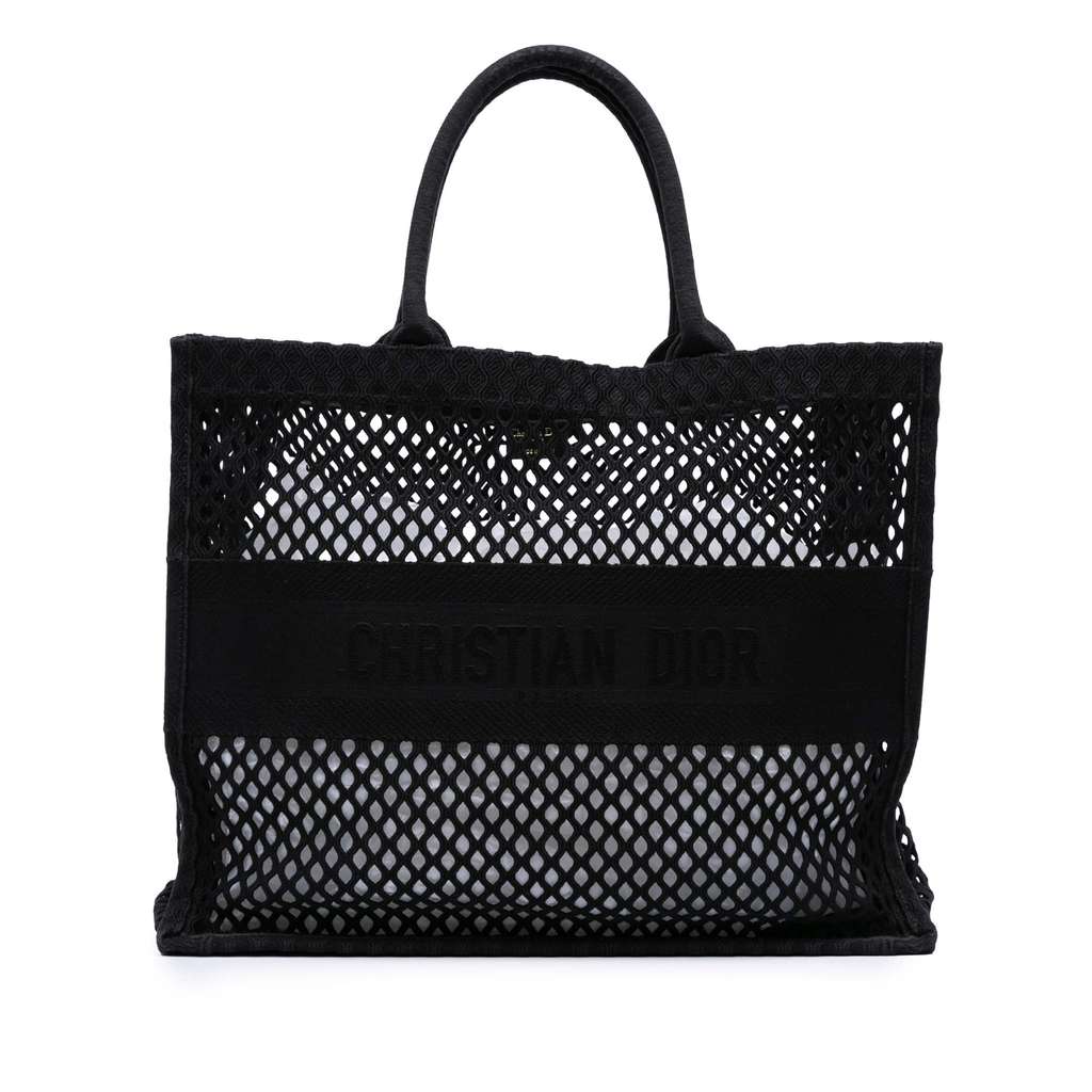 Dior Large Embroidered Mesh Book Tote