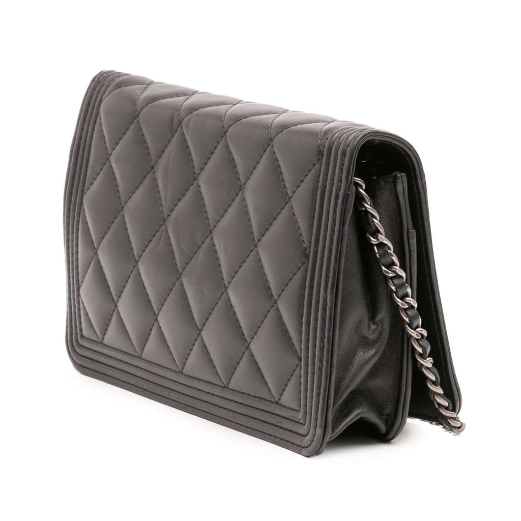 Chanel Quilted Lambskin Boy Wallet On Chain - Back view
