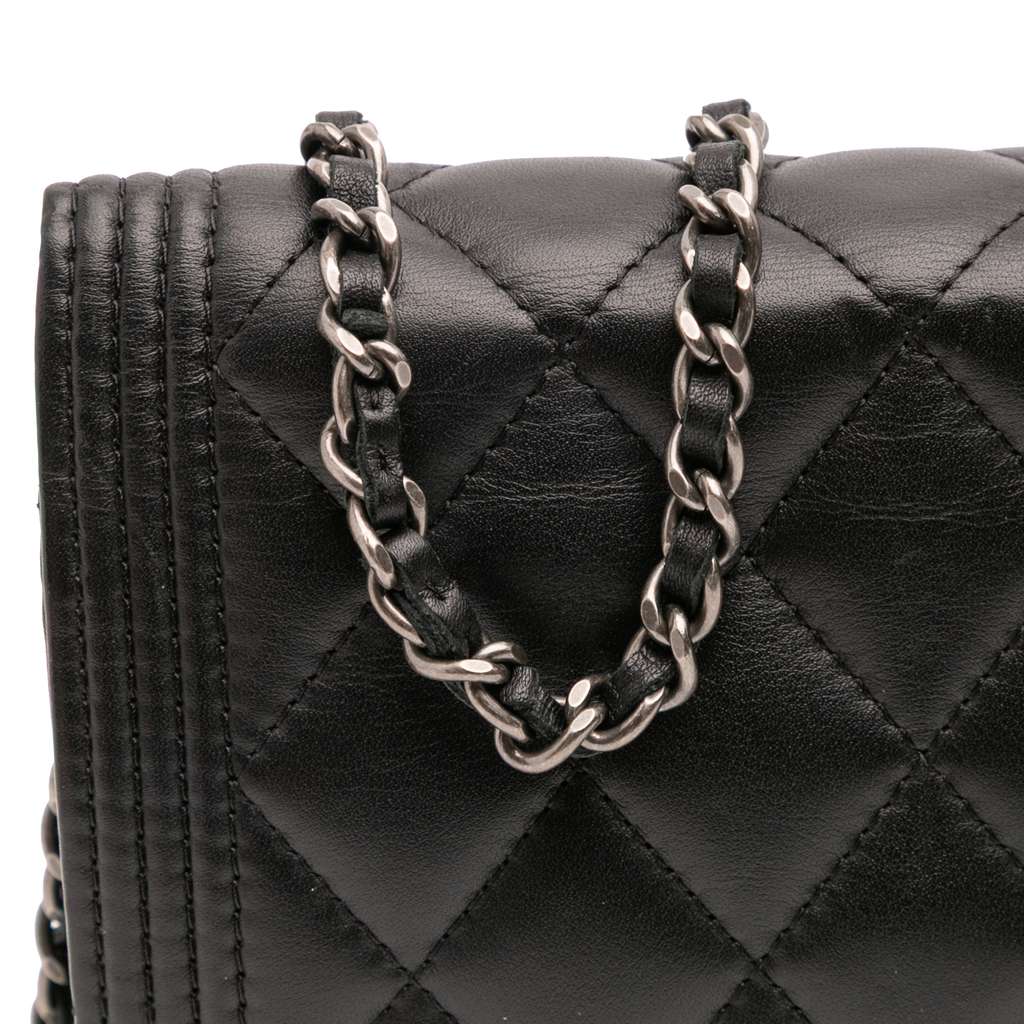 Chanel Quilted Lambskin Boy Wallet On Chain - Image 11