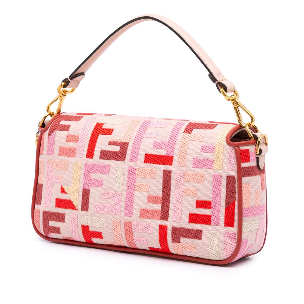 Fendi Zucca Embroidered Canvas Baguette Satchel - Back view