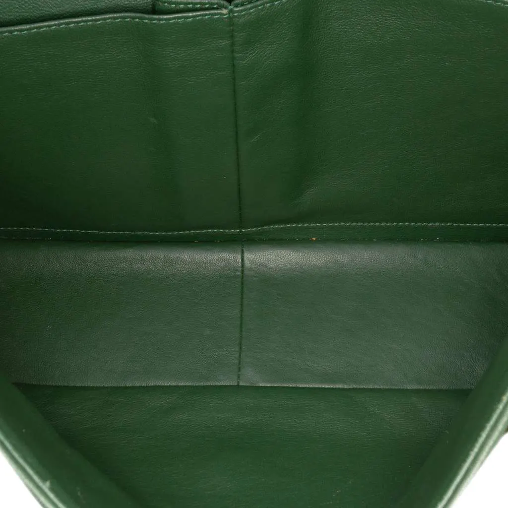 Chanel Jumbo Classic Patent Double Flap Green Leather Good - Model View