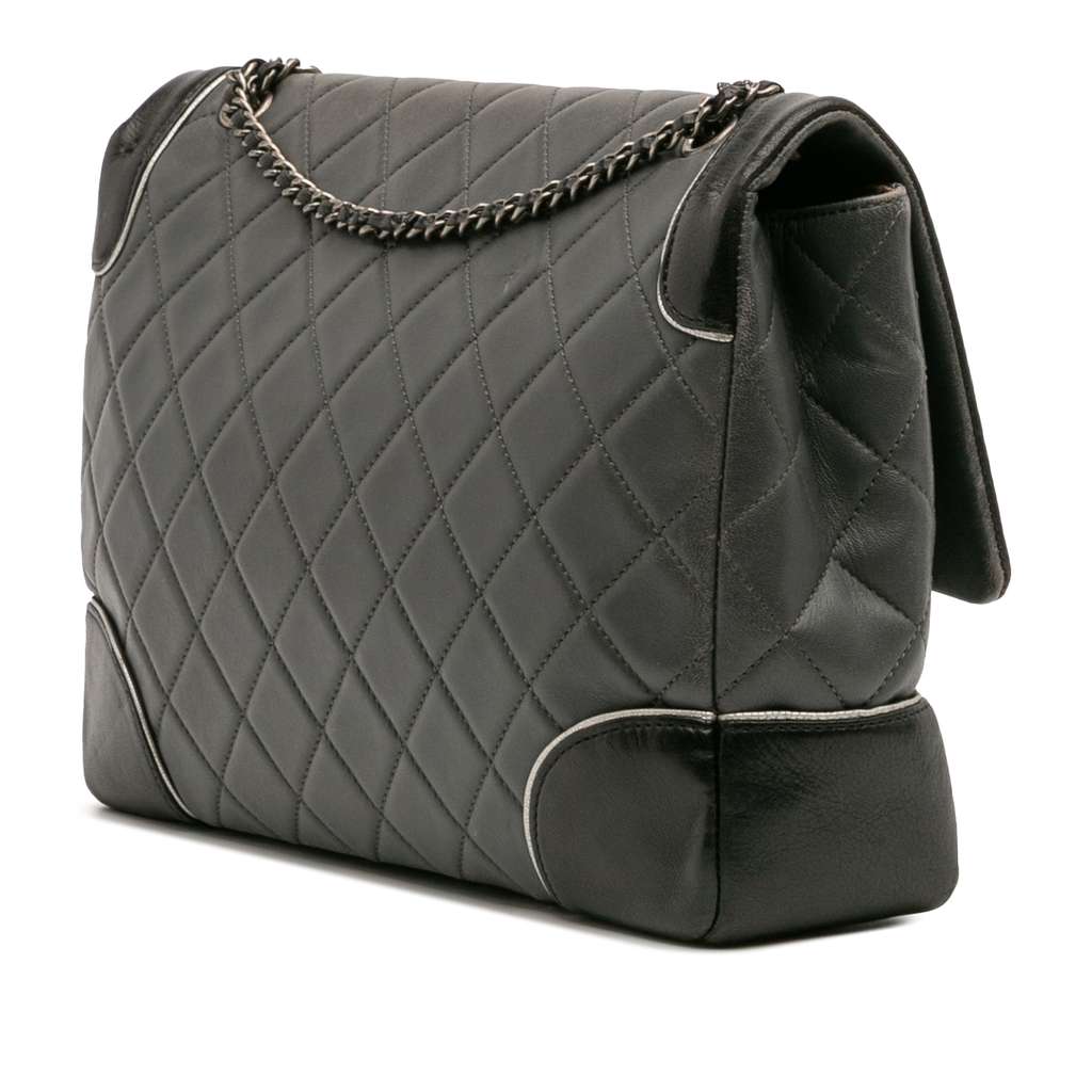 Chanel Paris Salzburg Jumbo Bicolor Quilted Lambskin Tyrolean Flap - Back view