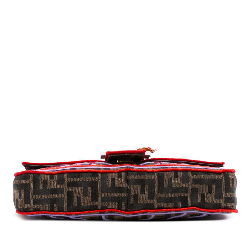 Fendi Zucca Embroidered Canvas Bird Baguette Satchel - 3