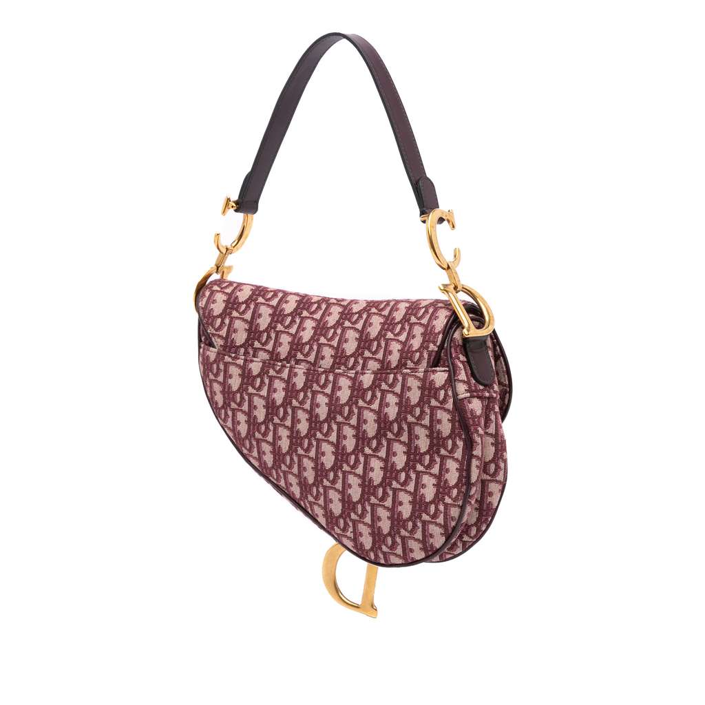 Dior Mini Oblique Canvas Saddle Bag - Back view