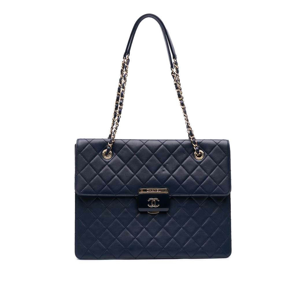 Chanel Quilted Sheepskin Beauty Lock Shopping Tote
