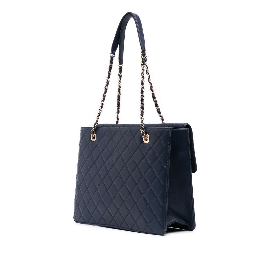 Chanel Quilted Sheepskin Beauty Lock Shopping Tote - Back view
