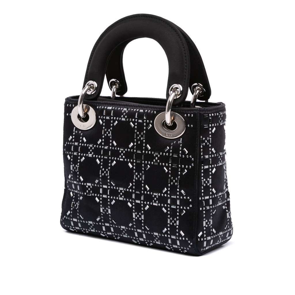 Dior Mini Satin Cannage Strass Crystal Embellished Lady Dior - 2