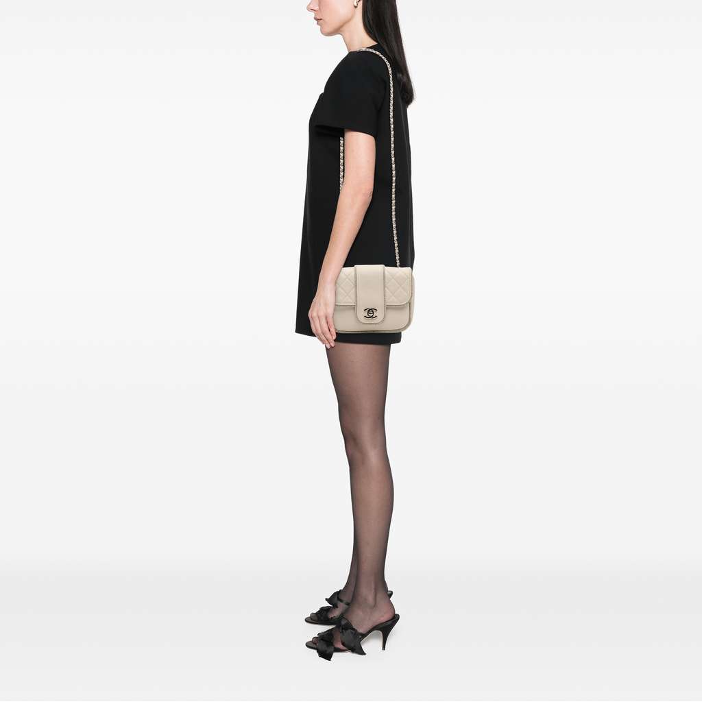 Chanel Mini Quilted Lambskin and Metallic Trim Elementary Chic Flap - Image 14