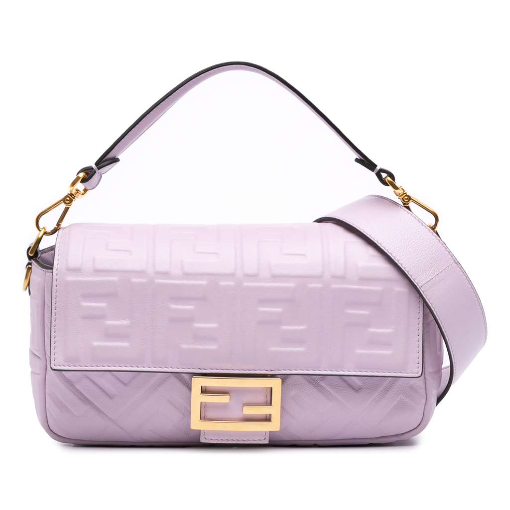 Fendi Zucca Embossed Leather Baguette Satchel