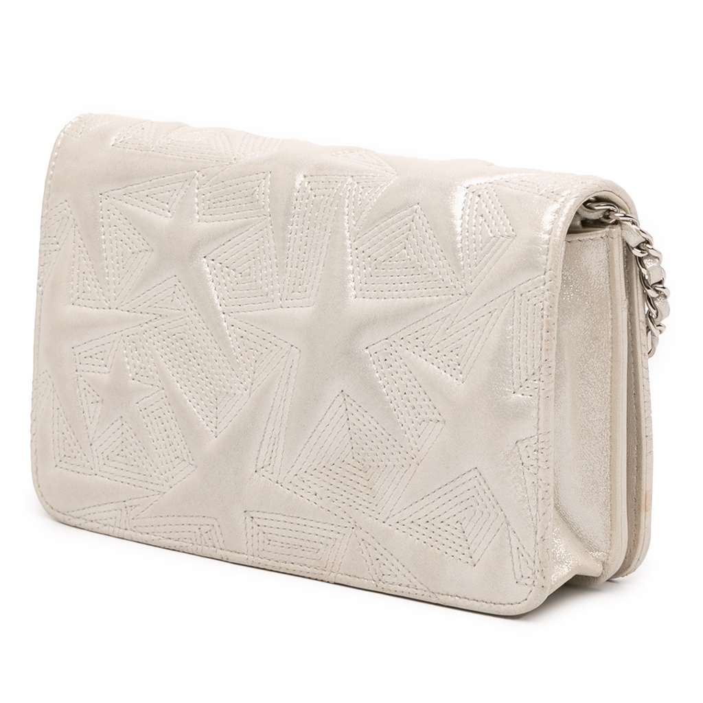 Chanel Metallic Lambskin Star Embossed Wallet On Chain - 2