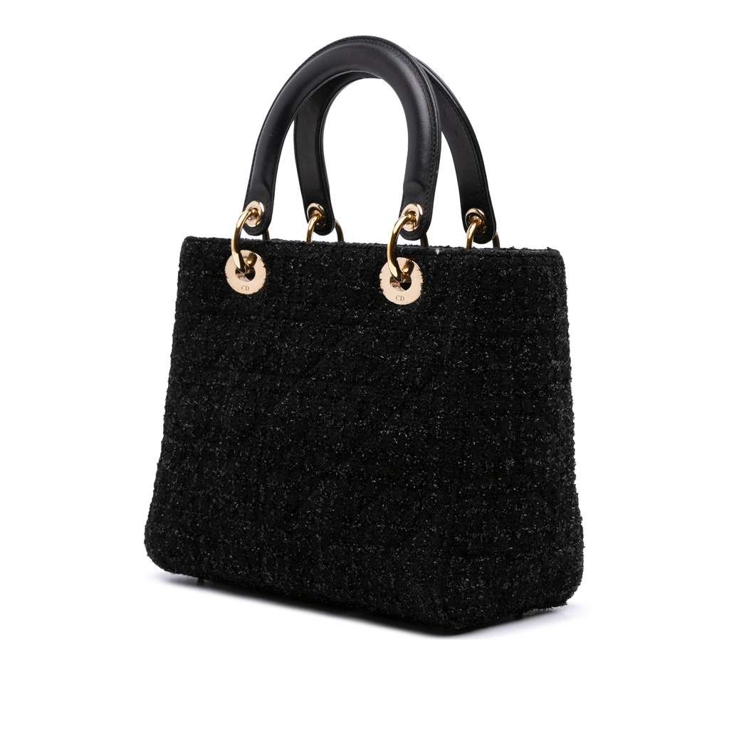 Dior Medium Tweed Cannage Glitter Leopard Charm Lady Dior - 2