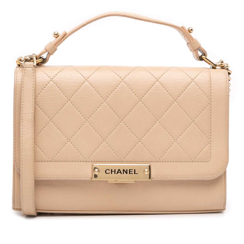 Chanel Medium Quilted Calfskin Label Click Flap