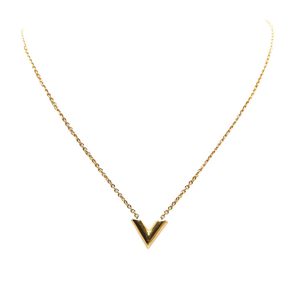 Louis Vuitton Gold Plated Essential V Necklace