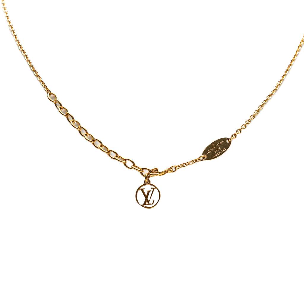 Louis Vuitton Gold Plated Essential V Necklace - Back view